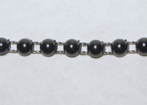 Black Fused Pearl String Half Beads 6mm 36 Yards
