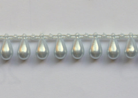 Baby Blue Fused Tear Drop String Beads 6mm 11 Yards