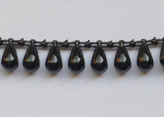 Black Fused Tear Drop String Beads 6mm 11 Yards